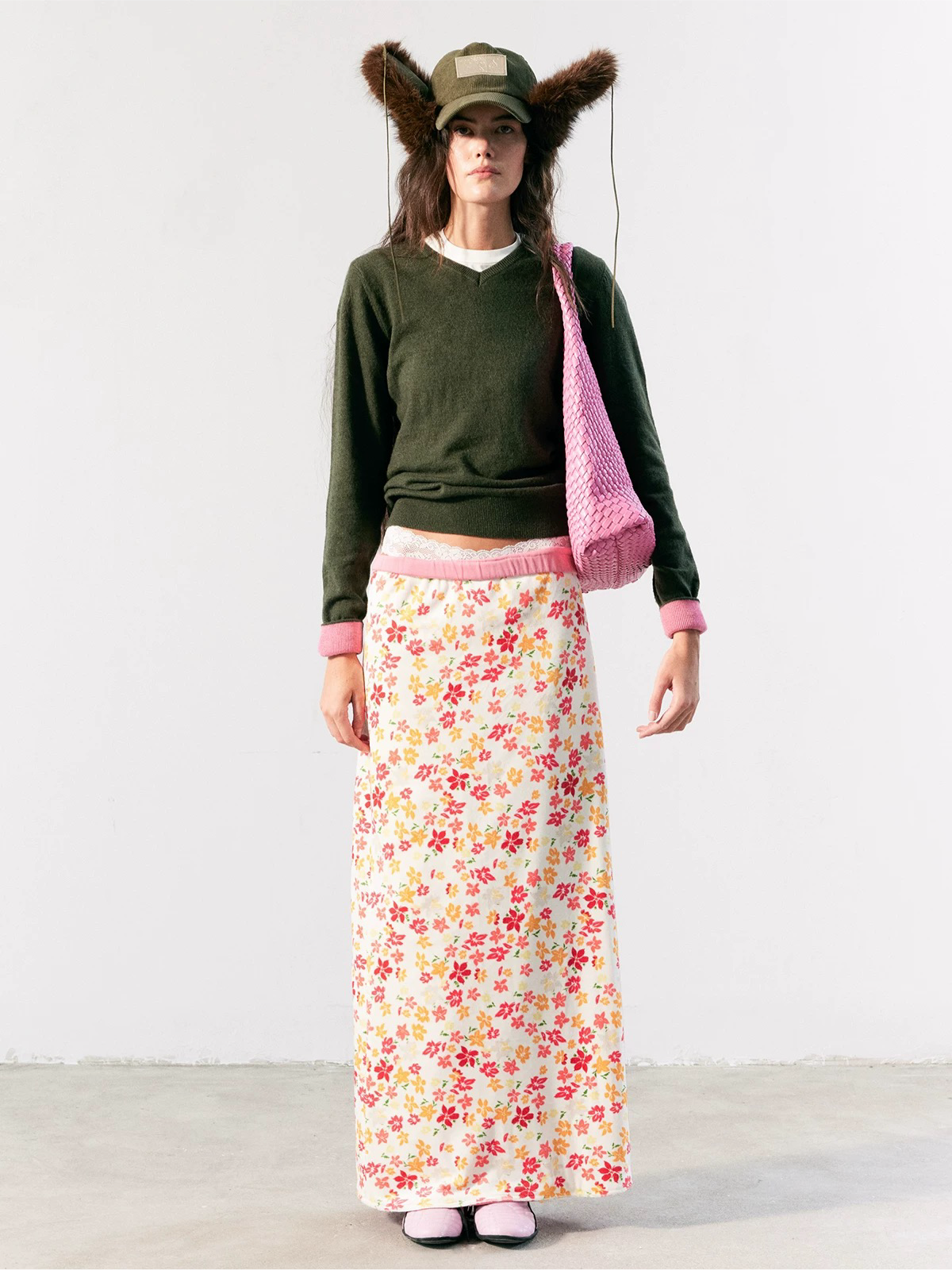 ‘Dreamy hibiscus‘ reversible maxi skirt