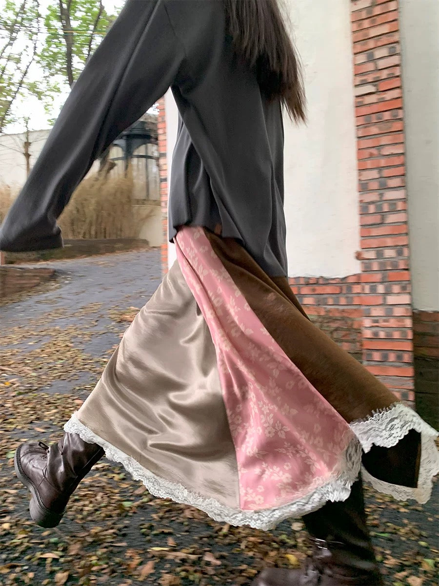 3-tone asymmetrical maxi skirt