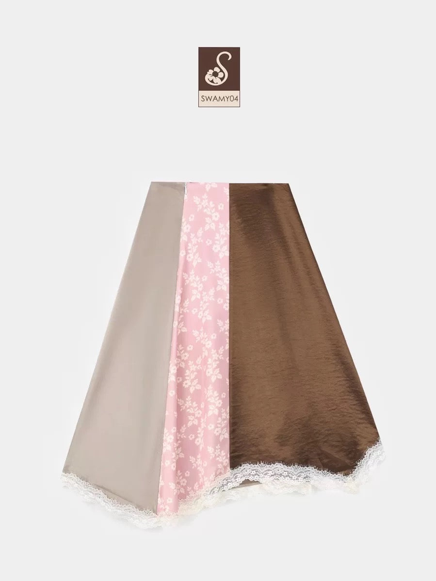 3-tone asymmetrical maxi skirt