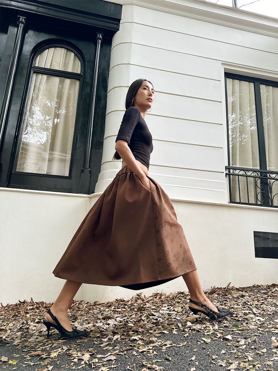 Puffy midi-skirt