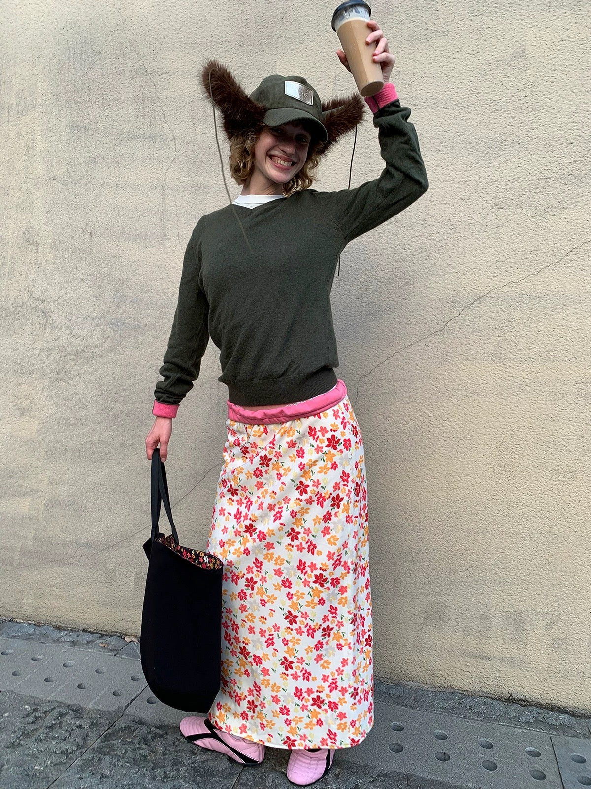 ‘Dreamy hibiscus‘ reversible maxi skirt