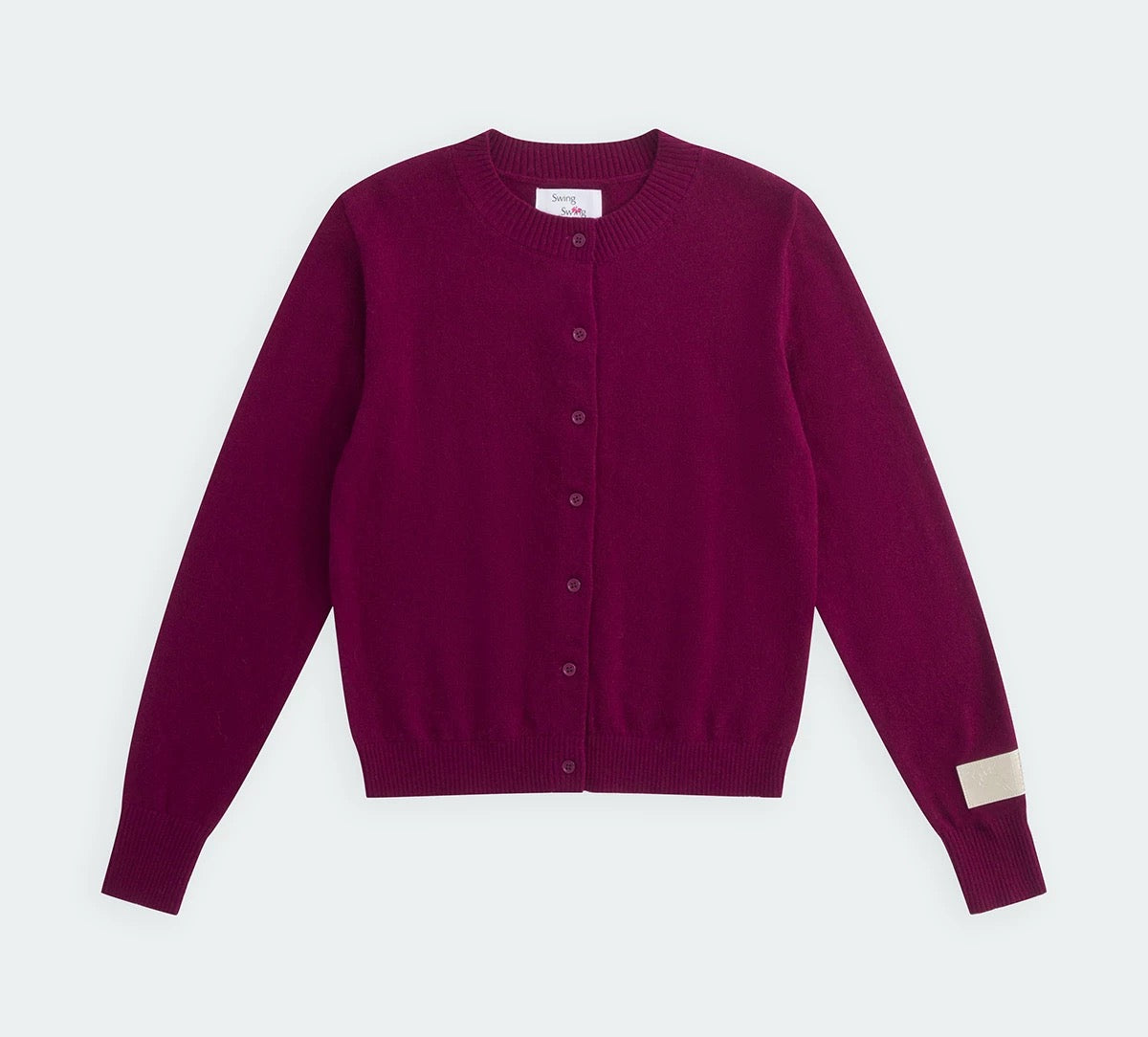 Machine-washable wool knit cardigan (with Logo pin)