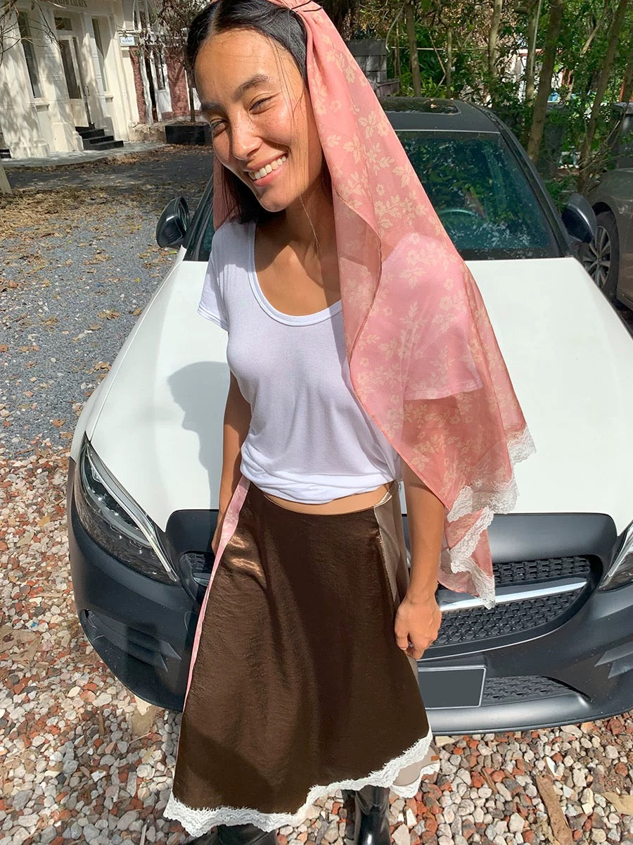3-tone asymmetrical maxi skirt