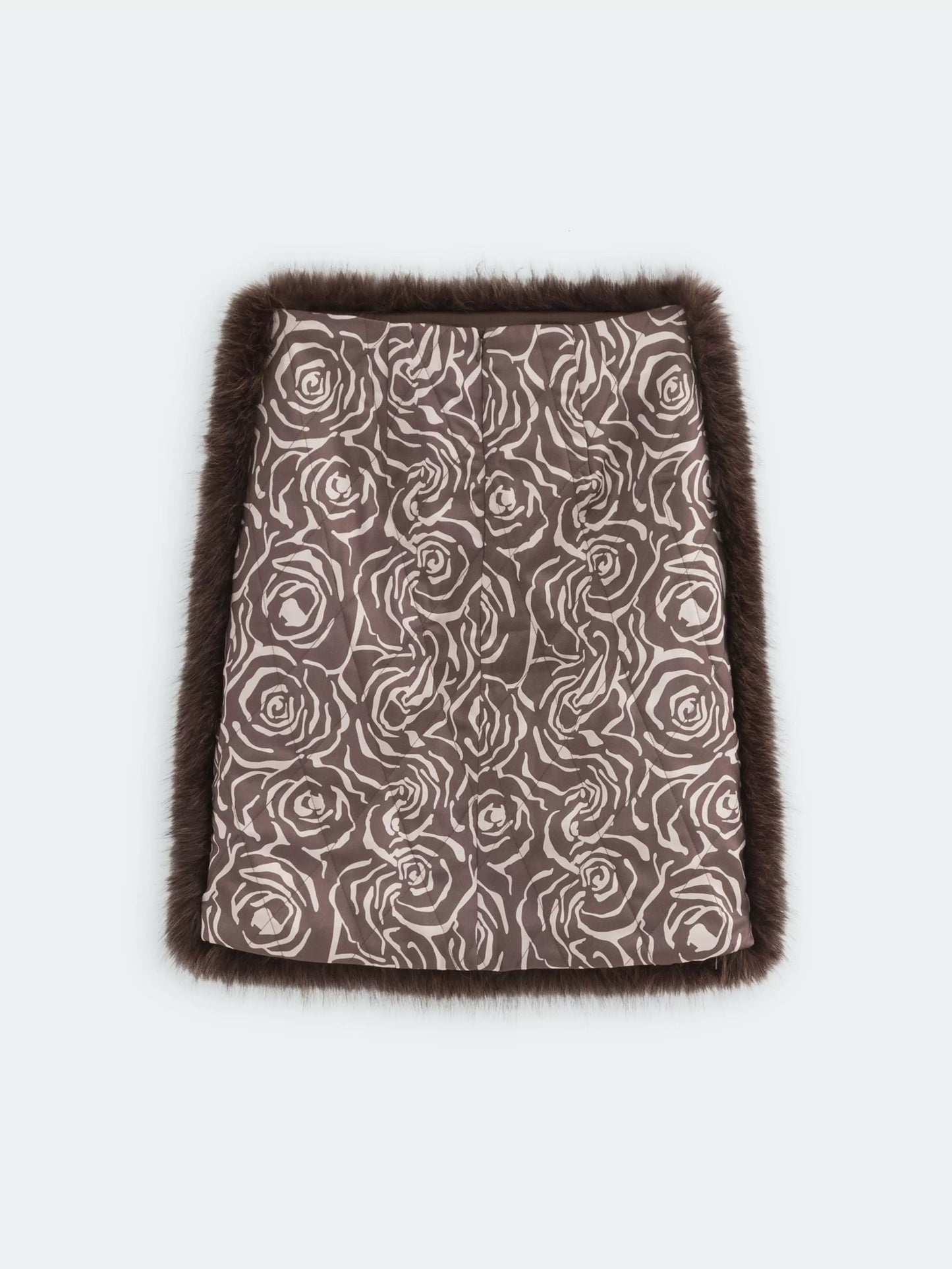 ‘Steel rose’ Fur quilted cotton skirt