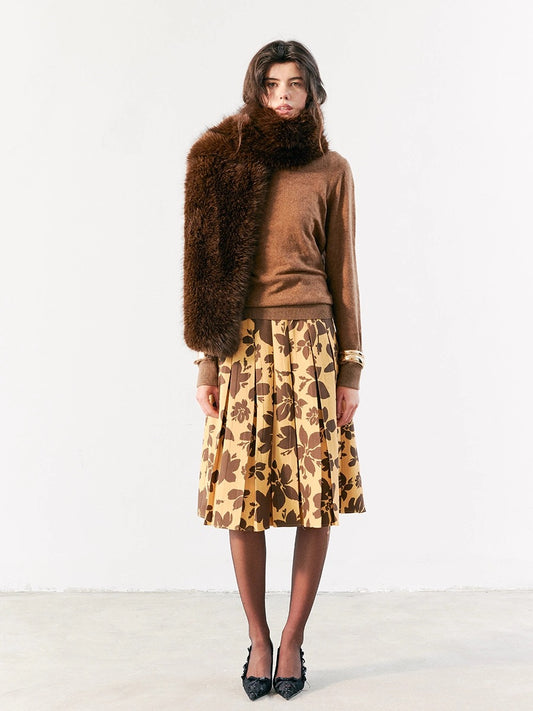 ‘Flame flowers’ pleated skirt
