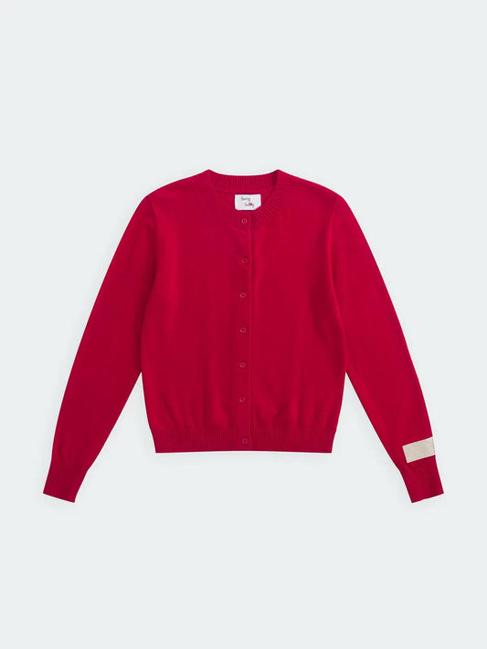 Machine-washable wool knit cardigan (with Logo pin)