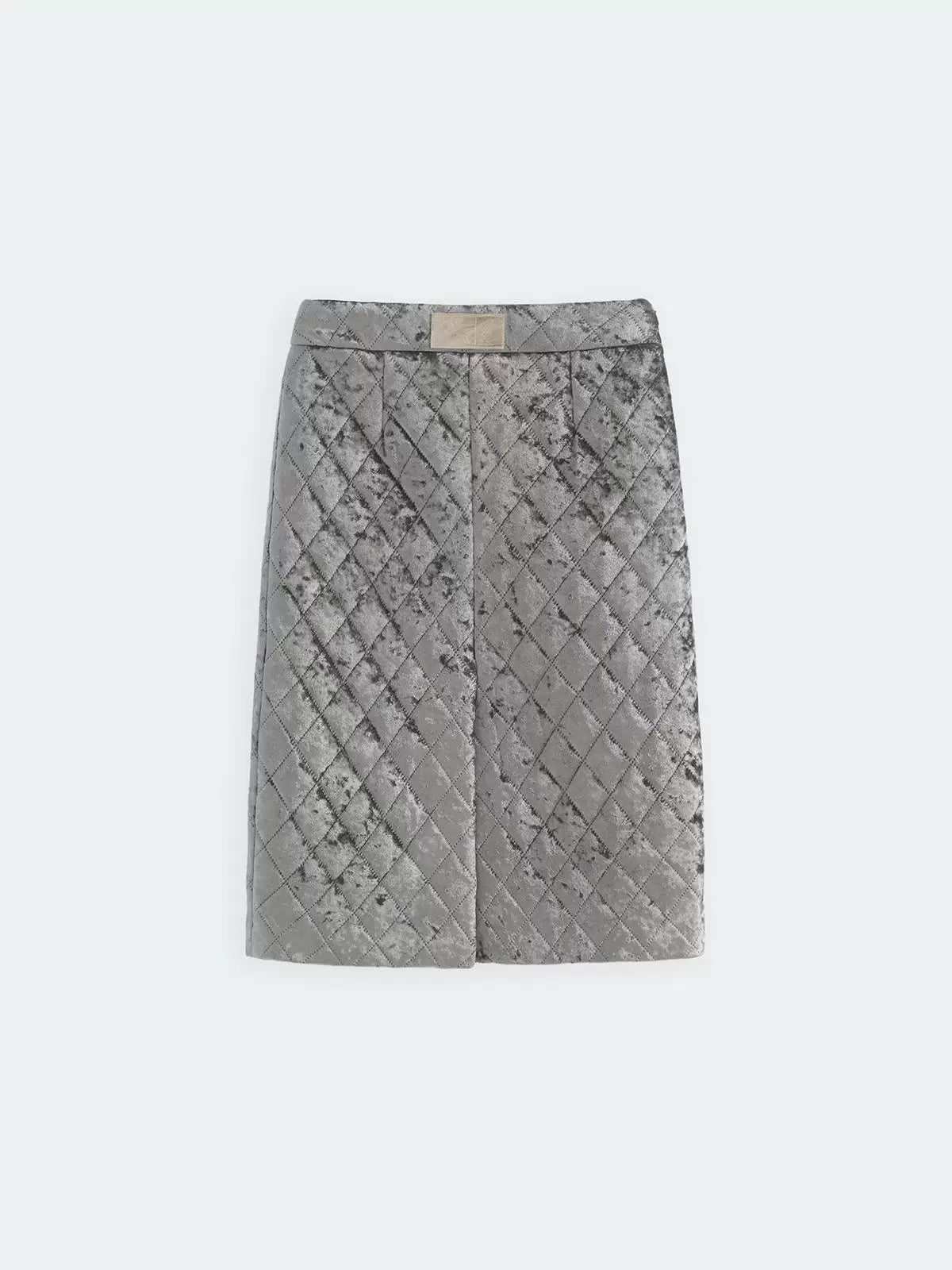 Silver velvet quilted skirt