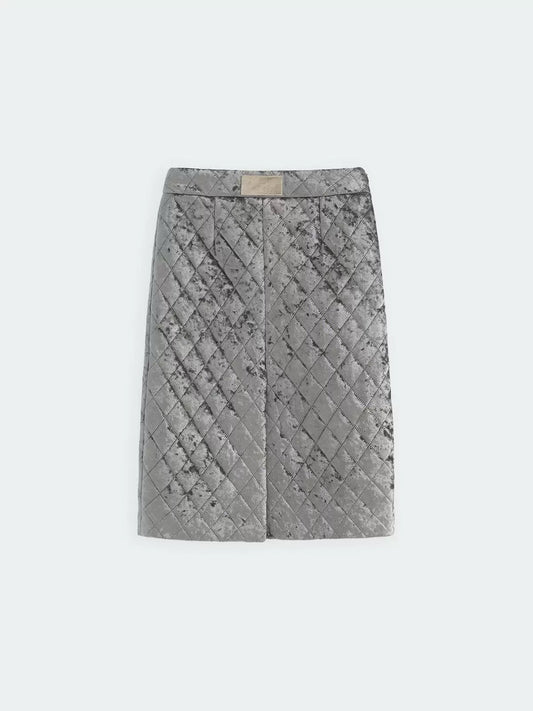Silver velvet quilted skirt