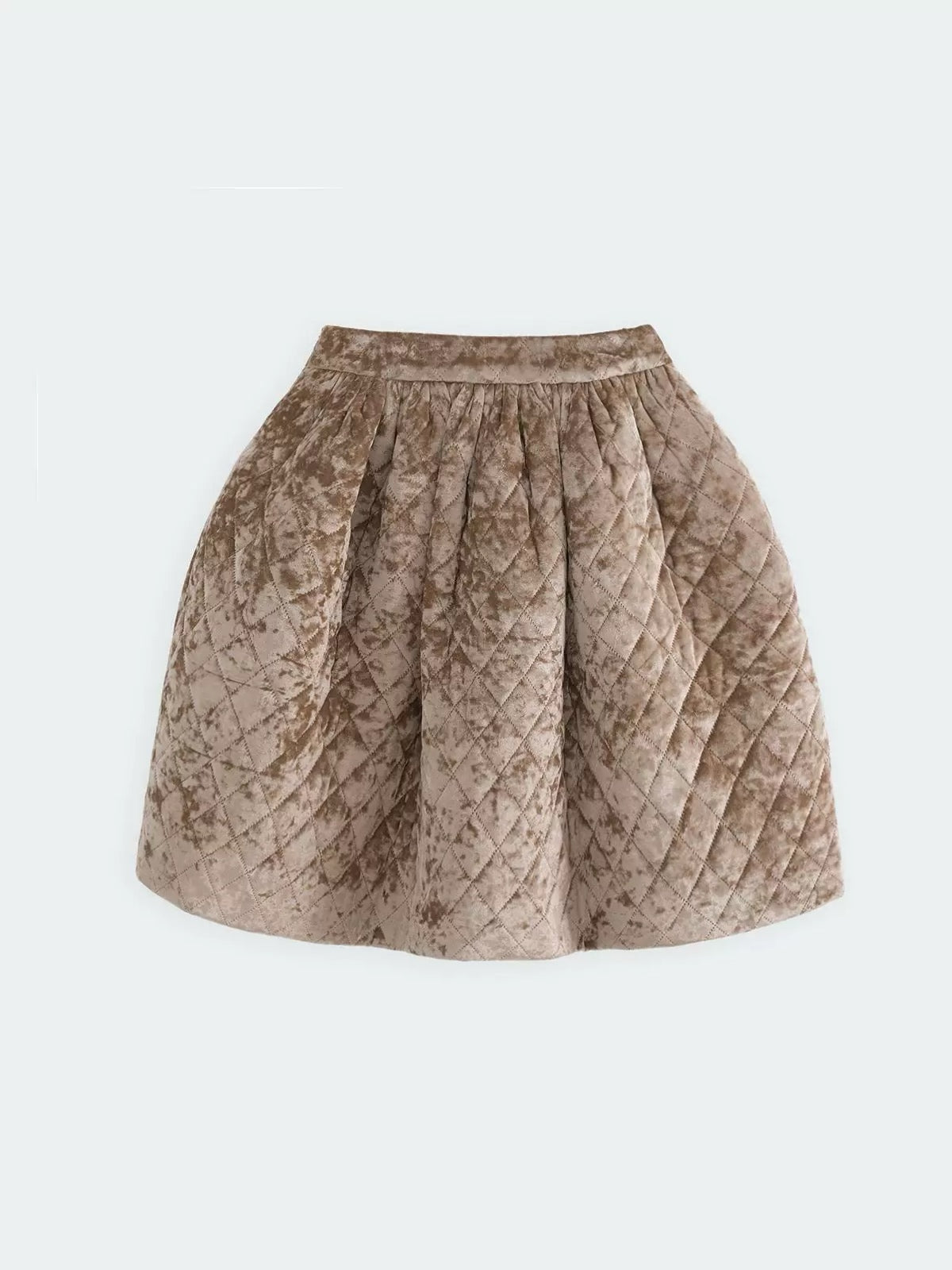 Gold velvet quilted puffy skirt